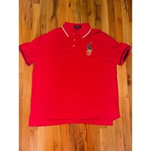 Polo Ralph Lauren Mens Red Polo Shirt Big Pony USA Flag Theme Shirt Size XXL